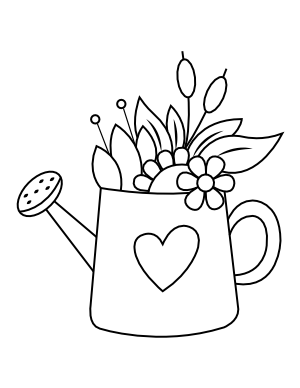 Watering Can Filled with Flowers Coloring Page