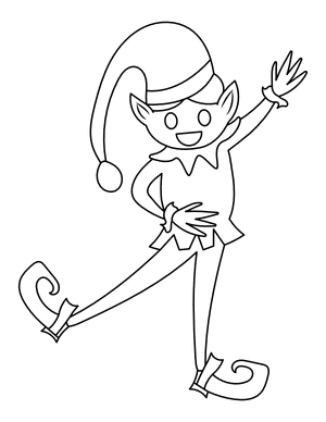 Waving Christmas Elf Coloring Page