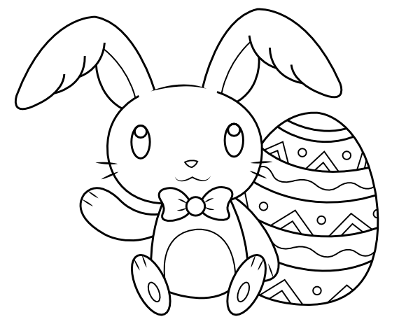 printable waving easter bunny coloring page