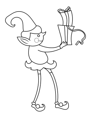 Whimsical Christmas Elf With Gifts Coloring Page