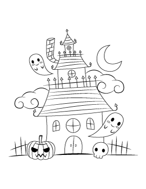 Whimsical Haunted House Coloring Page