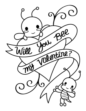 Will You Bee My Valentine? Coloring Page