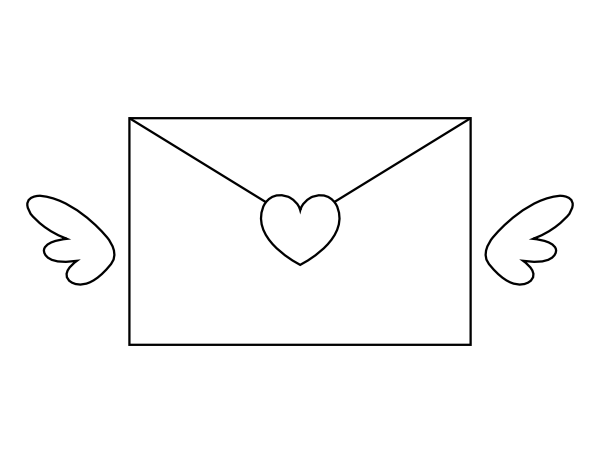Winged Heart Envelope Coloring Page