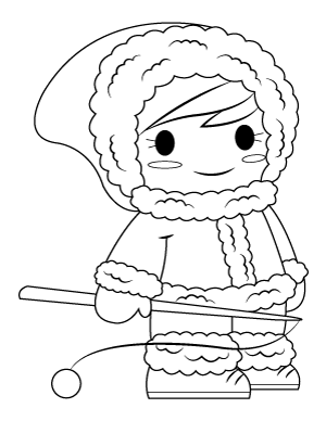 Winter Fishing Coloring Page