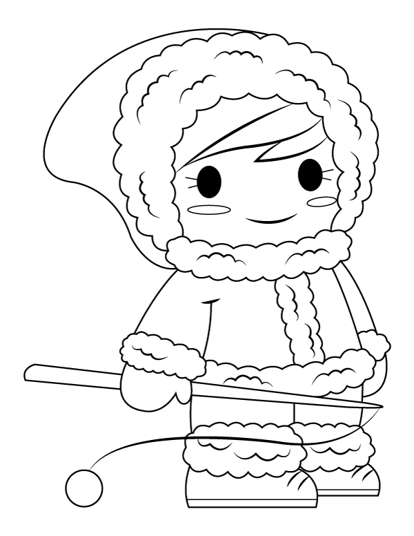 Winter Fishing Coloring Page