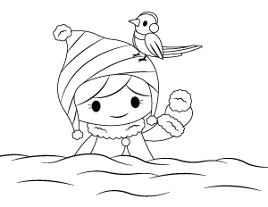 Winter Girl Coloring Page