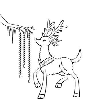 Winter Reindeer Coloring Page