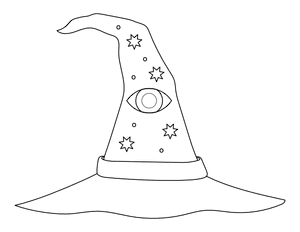 Witch Hat With Eye and Stars Coloring Page