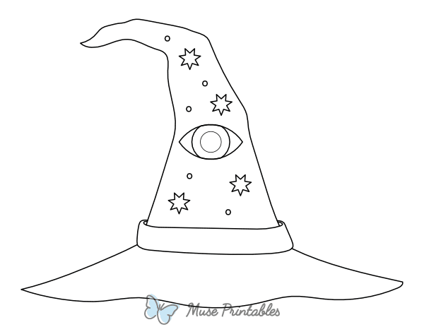 Witch Hat With Eye and Stars Coloring Page