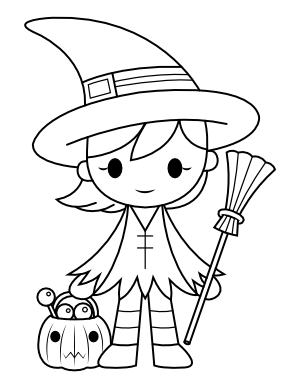 Witch Trick or Treater Coloring Page