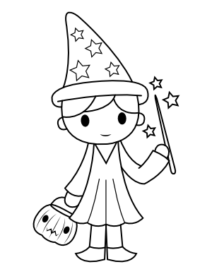 Wizard Trick or Treater Coloring Page
