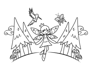 Woodland Fairy Coloring Page