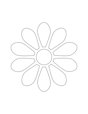 10 Petal Flower Shape Outline Craft Template Printable