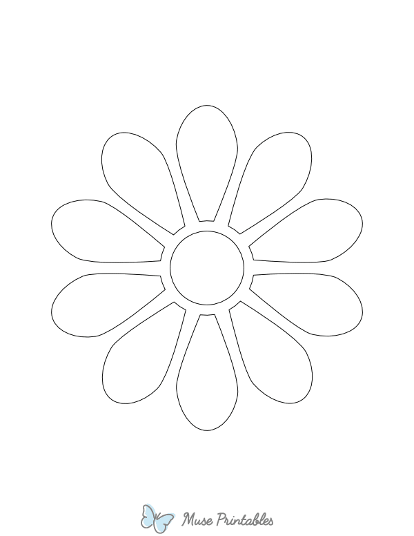 10 Petal Flower Shape Outline Craft Template