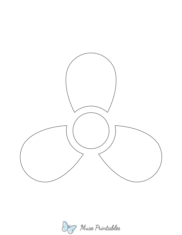 3 Petal Flower Shape Outline Craft Template