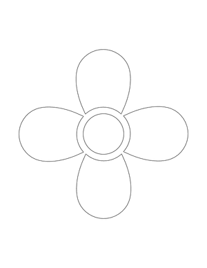 4 Petal Flower Shape Outline Craft Template Printable
