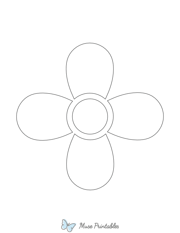 4 Petal Flower Shape Outline Craft Template