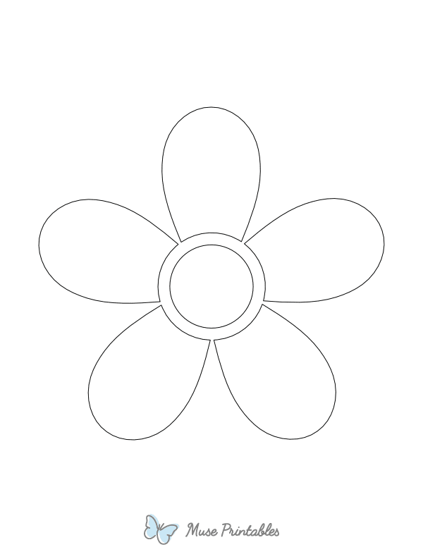 5 Petal Flower Shape Outline Craft Template