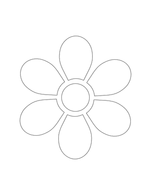 6 Petal Flower Shape Outline Craft Template Printable