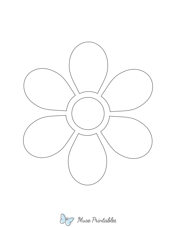 6 Petal Flower Shape Outline Craft Template