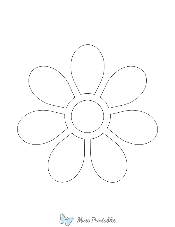7 Petal Flower Shape Outline Craft Template