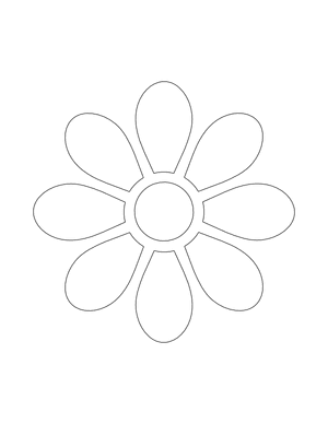 8 Petal Flower Shape Outline Craft Template Printable