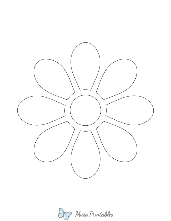 8 Petal Flower Shape Outline Craft Template