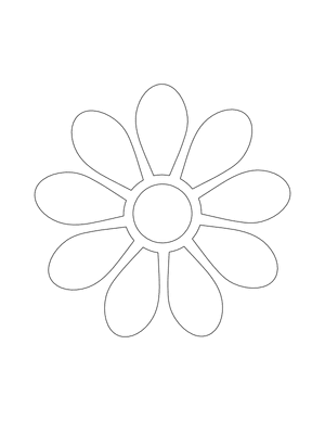 9 Petal Flower Shape Outline Craft Template Printable