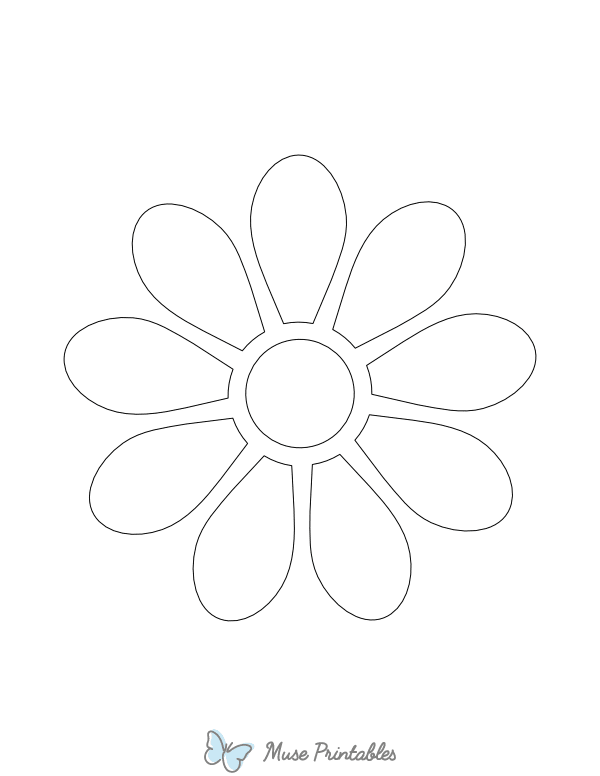 9 Petal Flower Shape Outline Craft Template