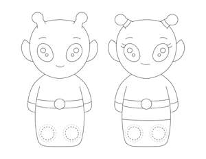 Alien Two Finger Puppet Craft Template Printable