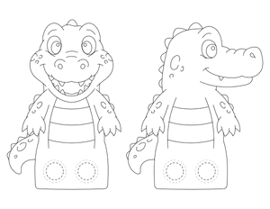 Alligator Two Finger Puppet Craft Template