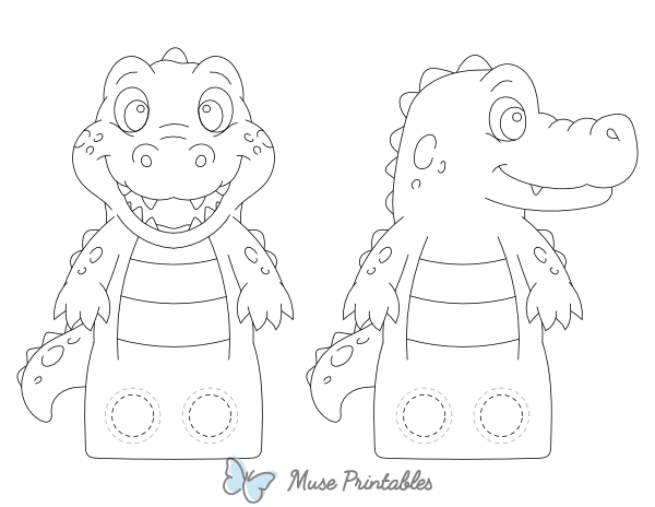 Alligator Two Finger Puppet Craft Template
