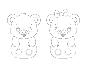 Baby Bear Two Finger Puppet Craft Template