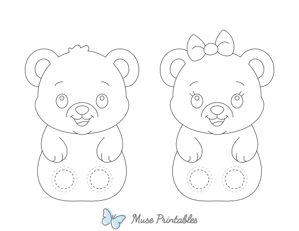 Baby Bear Two Finger Puppet Craft Template