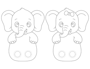 Baby Elephant Two Finger Puppet Craft Template Printable
