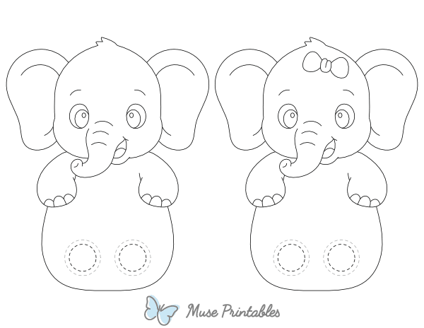Baby Elephant Two Finger Puppet Craft Template