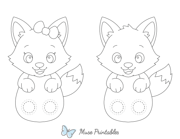 Baby Fox Two Finger Puppet Craft Template