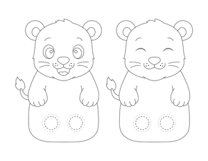 Baby Lion Two Finger Puppet Craft Template Printable