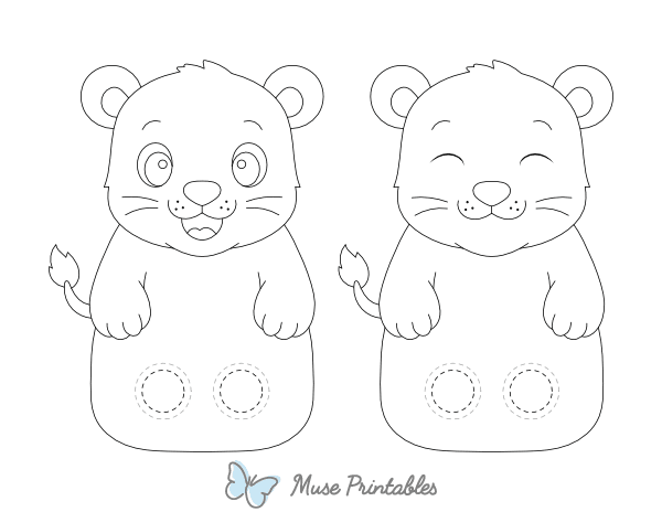 Baby Lion Two Finger Puppet Craft Template