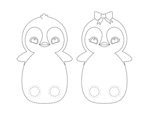 Baby Penguin Two Finger Puppet Craft Template Printable