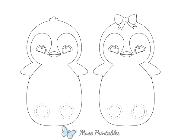 Baby Penguin Two Finger Puppet Craft Template