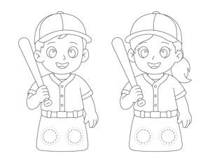 Baseball Player Two Finger Puppet Craft Template