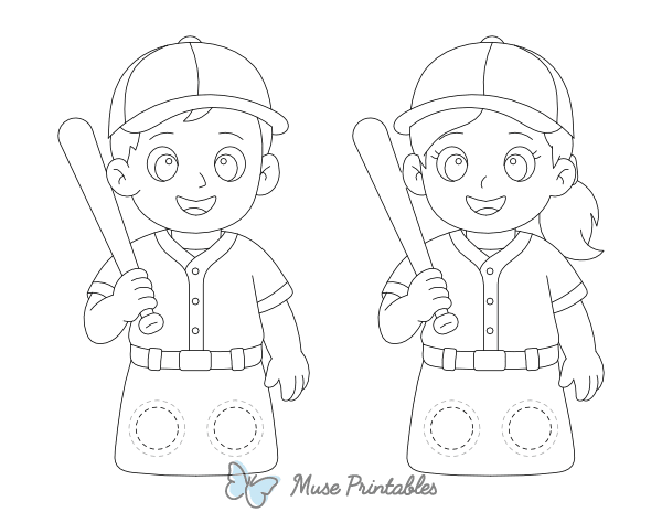 Baseball Player Two Finger Puppet Craft Template