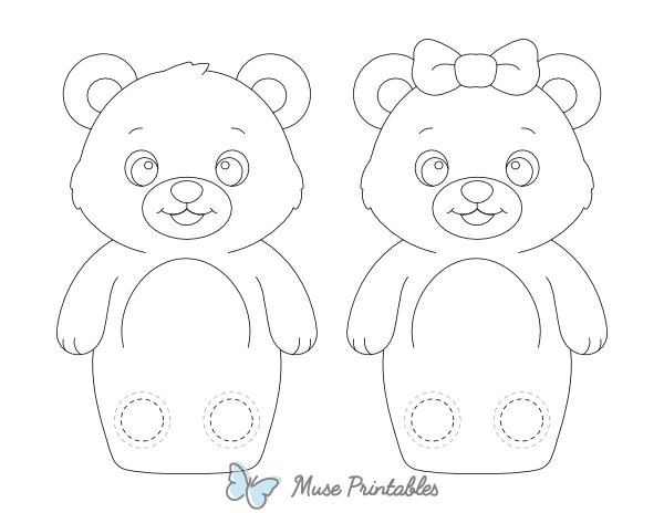 Bear Two Finger Puppet Craft Template