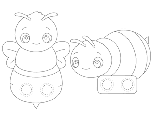 Bee Two Finger Puppet Craft Template