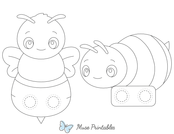 Bee Two Finger Puppet Craft Template