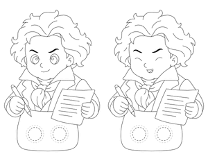 Beethoven Two Finger Puppet Craft Template