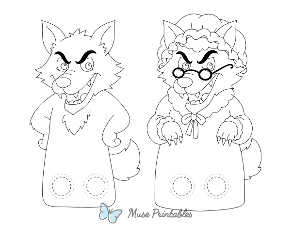 Big Bad Wolf Two Finger Puppet Craft Template