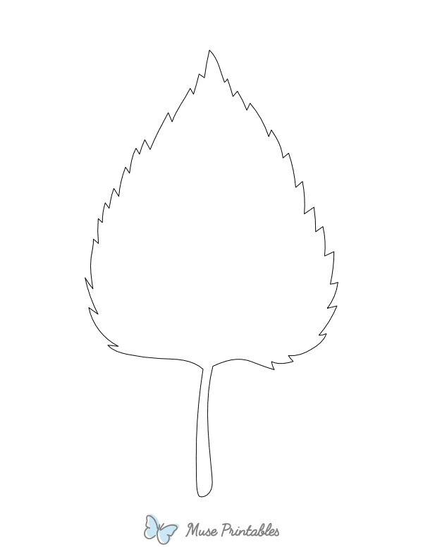 Birch Leaf Shape Outline Craft Template
