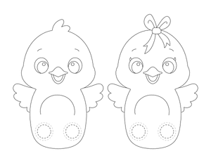 Bird Two Finger Puppet Craft Template Printable